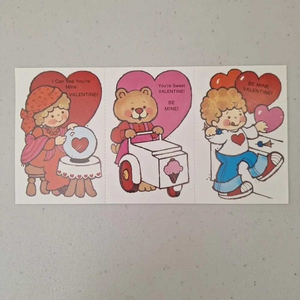 Vintage 1970's Valentines Cards Stickers & Craft Confetti, 11 Cards Rare Find